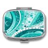 Turquoise and White Circle Pill Case Daily Square Small Medicine Case Vitamin Organizer Box 2 Compartments Portable Metal Travel Medicine Box for Vitamins Fish Oils Supplements view 1