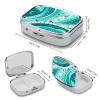 Turquoise and White Circle Pill Case Daily Square Small Medicine Case Vitamin Organizer Box 2 Compartments Portable Metal Travel Medicine Box for Vitamins Fish Oils Supplements view 2