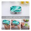 Turquoise and White Circle Pill Case Daily Square Small Medicine Case Vitamin Organizer Box 2 Compartments Portable Metal Travel Medicine Box for Vitamins Fish Oils Supplements view 4