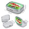 Funny Ladybug Holding Umbrellas Pill Box 2 Compartment Small Square Pills Case Portable for Pocket Pill Organizer Travel Metal Pill Holder for Office Home Vitamin Medicine Fish Oil view 2