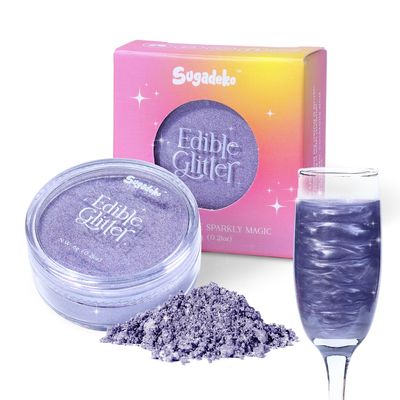 Edible Glitter for Drinks, Purple Edible Glitter for Drinks, Foods, Beer, Cocktails, BeveragesStrawberries, Food Grade Luster Dust, Shimmer Powder for Party, Halloween, Birthday(0.21oz)