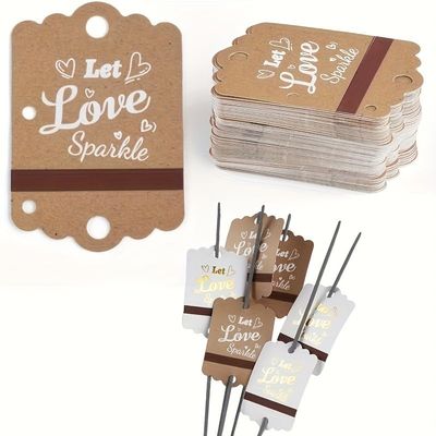 100PCS Kraft Wedding Send-Off Tags with Built-in Match Striker for Anniversary Parties Graduation Birthday Engagement Event
