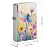 HTSAHKV Dragonfly Spring Floral Metal Lighter Case Lighter House Cover Fit Lighters Protective Fashion Accessory Man Women Gifts 2.2x1.5in view 2