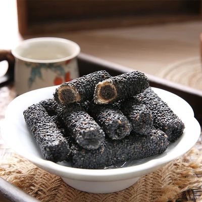 5 Packs Black Sesame Sandwich Bar, High Calcium Nut Snack, Nutritious Breakfast Pastry, Naturally SweetSoft Sandwich Pastry with Black Sesame Filling, 200g Per-Pack