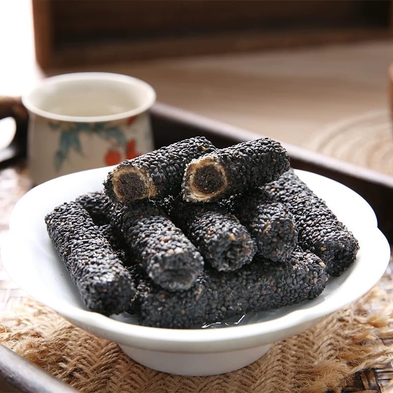 5 Packs Black Sesame Sandwich Bar, High Calcium Nut Snack, Nutritious Breakfast Pastry, Naturally SweetSoft Sandwich Pastry with Black Sesame Filling, 200g Per-Pack