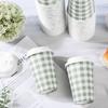 100 PACK 12OZ Gingham Disposable Coffee Cups with Lids, Sage Green Disposable Plaid To Go Paper Coffee Cups Sage Green Checkered Coffee Cup for Hot/Cold Drinks Beverages, Baby Shower, Tea Party view 2