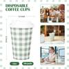 100 PACK 12OZ Gingham Disposable Coffee Cups with Lids, Sage Green Disposable Plaid To Go Paper Coffee Cups Sage Green Checkered Coffee Cup for Hot/Cold Drinks Beverages, Baby Shower, Tea Party view 4