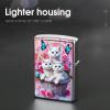 HTSAHKV White Kitten Butterfly Flower Metal Lighter Case Lighter House Cover Fit Lighters Protective Fashion Accessory Man Women Gifts 2.2x1.5in view 4