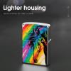 HTSAHKV Rainbow Watercolor Horse Metal Lighter Case Lighter House Cover Fit Lighters Protective Fashion Accessory Man Women Gifts 2.2x1.5in view 4