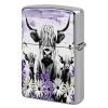 HTSAHKV Purple Western Farmhouse Highland Cow Print Metal Lighter Case Lighter House Cover Fit Lighters Protective Fashion Accessory Man Women Gifts 2.2x1.5in view 1
