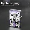 HTSAHKV Purple Western Farmhouse Highland Cow Print Metal Lighter Case Lighter House Cover Fit Lighters Protective Fashion Accessory Man Women Gifts 2.2x1.5in view 4