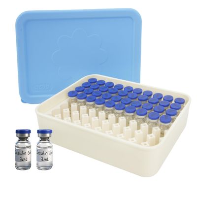3ml Vial Peptide Storage Case, 70-Slot Hard Shell Peptide & Insulin Vial Holder with Soft Insert & Silicone Lid - Freezer & Refrigerator Safe, Compact for Home & Travel (Case Only)
