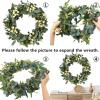 Eucalyptus Wreath, 20" Olives Leaves White Berries Artificial Greenery Spring Wreath,Large Summer Door Wreath for Wedding Home Wall Window Outdoor Porch Farmhouse Decor view 3