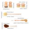 8 Pcs Bamboo Dish Brush Dish Washing Scrub Bottle Brushes Wooden Palm Pot Brush Cleaning Scrubbers with Natural Sisal Bristles Long Handle for Pots Pans, Vegetables, Household Cleaning view 2