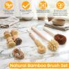 8 Pcs Bamboo Dish Brush Dish Washing Scrub Bottle Brushes Wooden Palm Pot Brush Cleaning Scrubbers with Natural Sisal Bristles Long Handle for Pots Pans, Vegetables, Household Cleaning view 3