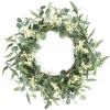 20 Inch Eucalyptus Wreath, Artificial White Berries Olives Leaves Greenery Spring Wreath,Faux Large Front Door Wreath for Wedding Home Outdoor Wall Porch Window Farmhouse Decor view 1