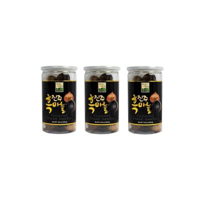 Black Garlic Pearl, 100% Fermented Single Clove Garlic, 250g (8.8 Oz), Canned and Jarred by J1 (3 Jars)