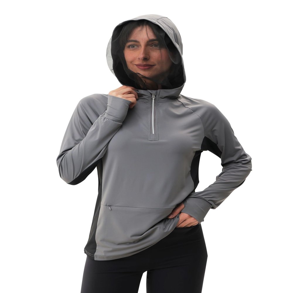 Relexit UPF 50+ Sun Protection Mosquito Jacket for Women, Lightweight Long Sleeve Sun Shirt, UV Bug Mosquito Proof Clothing Grey XXL