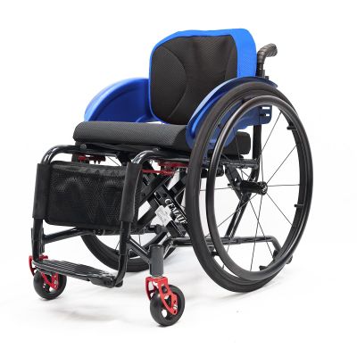 CFMAIF Lightweight Folding Sports Wheelchair, Aluminum Alloy Wheelchair with Handbrakes, Adjustable Footrest and Seat Height(Blue,34cm/13.3in)