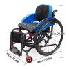 CFMAIF Lightweight Folding Sports Wheelchair, Aluminum Alloy Wheelchair with Handbrakes, Adjustable Footrest and Seat Height(Blue,34cm/13.3in) view 2