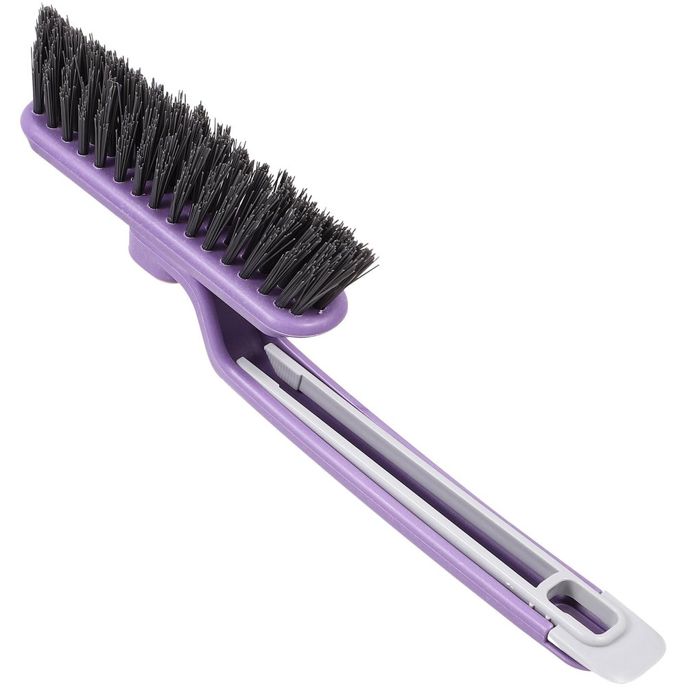 Healeved Rotating Hard-Bristle Crevice Cleaning Brush 2-in-1 Gap Scrubber for Household Bathroom Tile and Window Groove Cleaning Purple