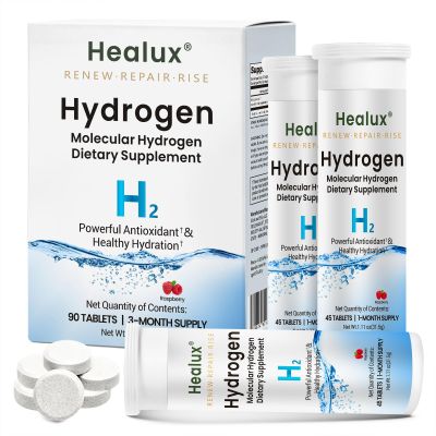 Healux Hydrogen Water Tablets 12 PPM Molecular H Tablets with Magnesium | h2 tab Lab Tested Antioxidant Support for Energy, Cellular Health, Recovery & Cognitive Function, 90 Count, Raspberry