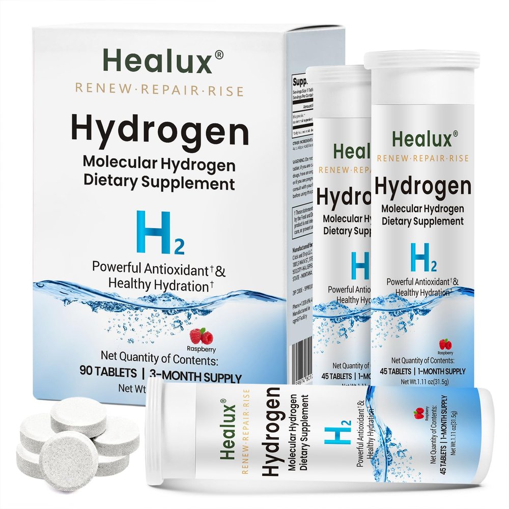 Healux Hydrogen Water Tablets 12 PPM Molecular H Tablets with Magnesium | h2 tab Lab Tested Antioxidant Support for Energy, Cellular Health, Recovery & Cognitive Function, 90 Count, Raspberry
