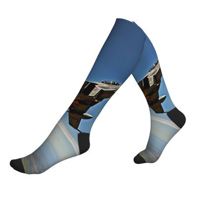 HDSKFNS Aircraft Fighter Jets Print Compression Socks For Women & Men Calf Socks,15-20 Mmhg,For Travel Nursing Sports Flying