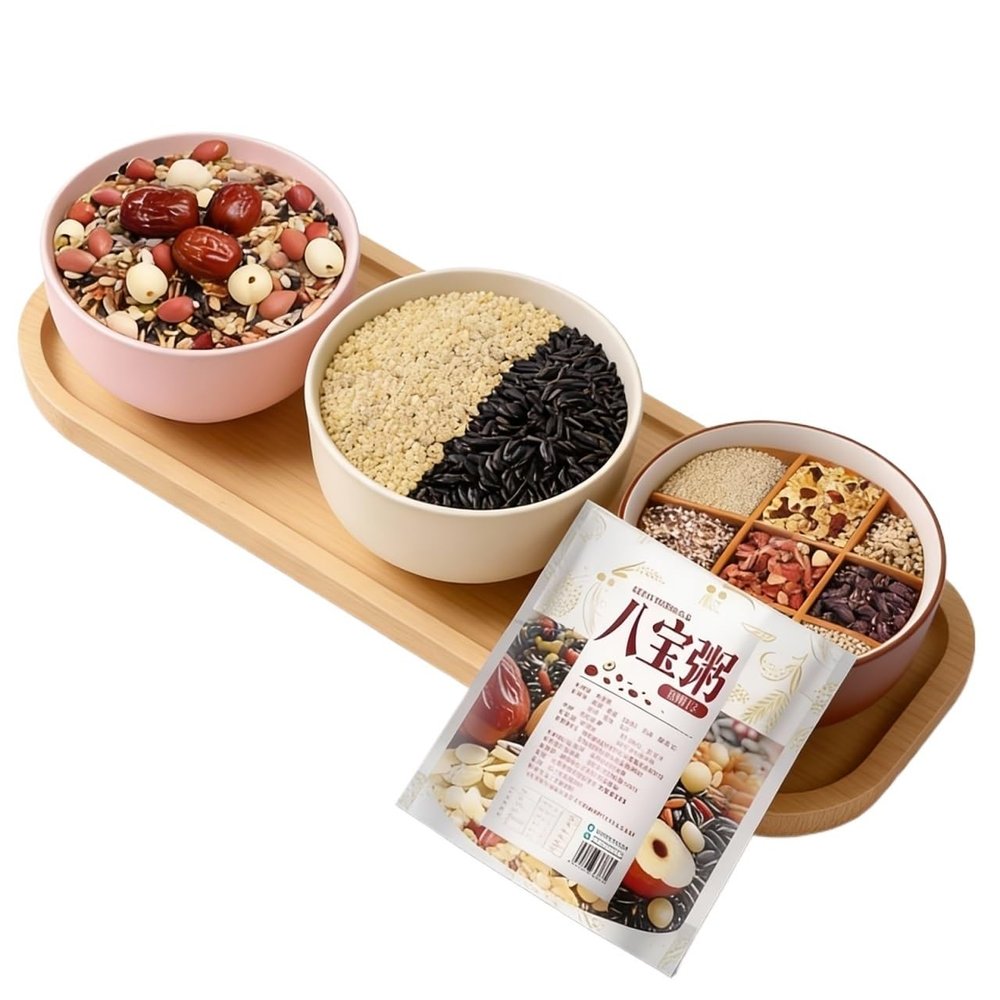 3 Bags 500g Eight Treasures Porridge Mix, Assorted Whole Grains For Congee, Easy Cook, Vacuum Sealed, Healthy Breakfast & Dessert