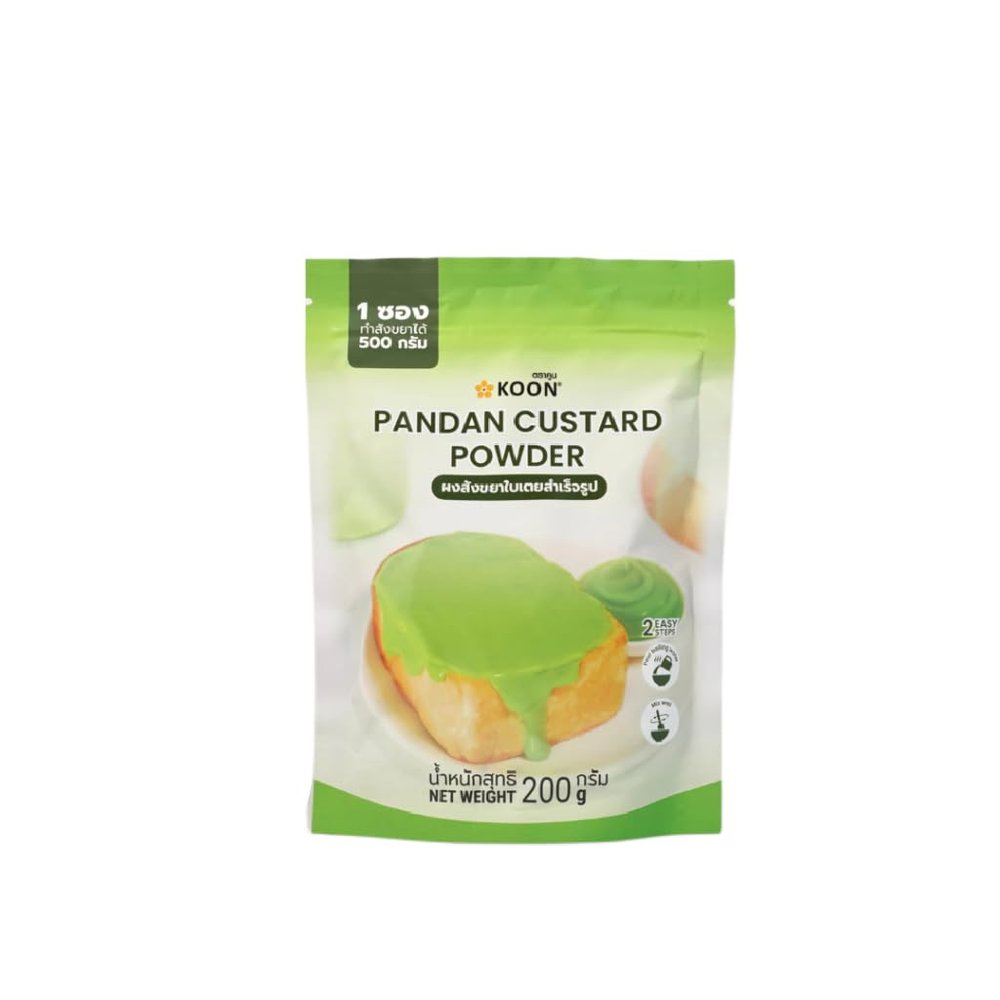 Thai Custard Mix Powder Instant Pandan Flavored Dessert Dip Just Add Hot Water Authentic Style Sweet Creamy Topping for Bread (200g, Pandan)