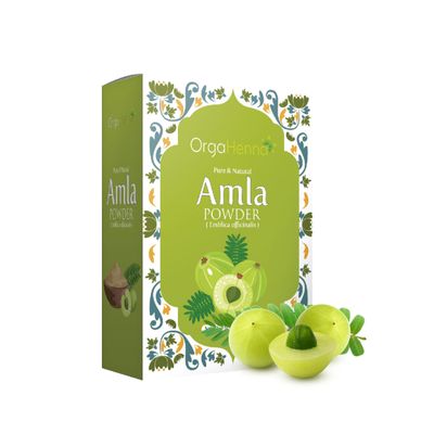 ORGAHENNA 100% Pure & Natural Amla Powder, Herbal Hair Care Powder for Strong, Shiny Hair - 100g (3.5 oz)