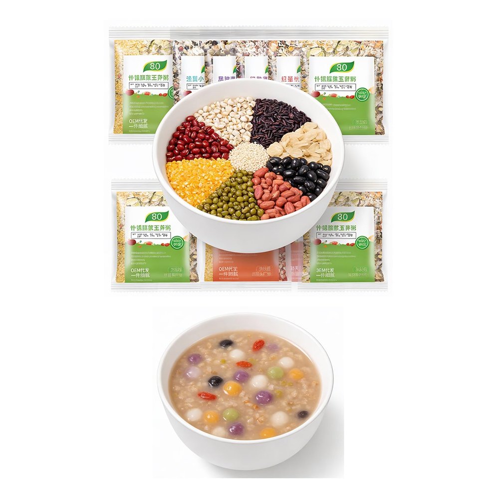 30 Packs 75g Multigrain Porridge Mix, Nutrient-Rich Eight Treasures Congee Ingredients, Easy Cook Breakfast & Snack, Individually Packed