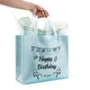 Pepple Haus Happy Birthday Gift Bag, Blue with Black HBD & CAKE DESIGN, Birthday Present Bag for Party Favors, Size 12.59"x11.02"x4.33" view 2