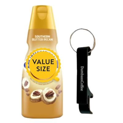 Premium Liquid Coffee Creamer, 32 fl oz Liquid Non-Dairy Creamer with Dumbass Coffee Bottle Opener Keychain (Southern Butter Pecan) Keychain