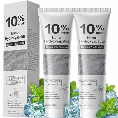 Hydroxyapatite Toothpastes, 10% Nano Hydroxyapatite Toothpaste, Fluoride-Free Whitening Toothpaste for Sensitive Teeth & Daily Enamel Care, Gentle Mint, Fresh Breath(2 Pcs)
