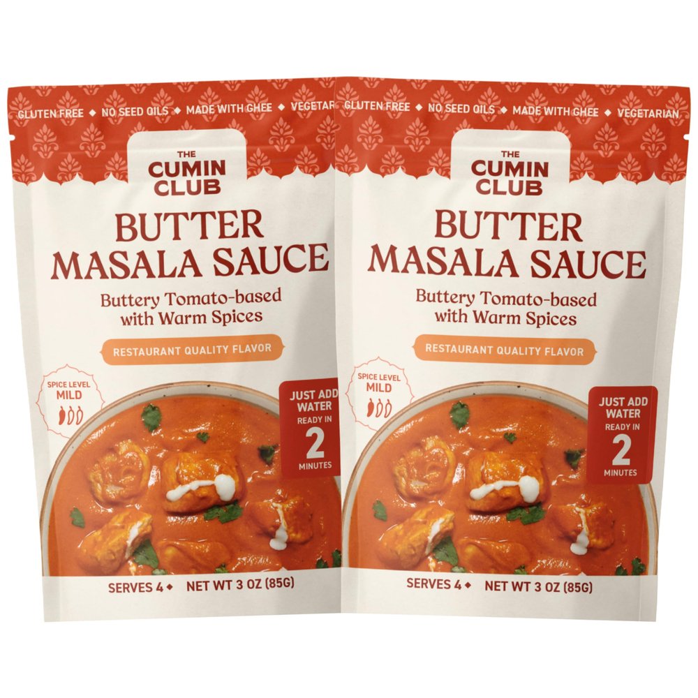 The Cumin Club Butter Masala Simmer Sauce | Just Add Water Curry Sauce Mix | Authentic Indian Spices | All Natural, No Preservatives | Pack of 2