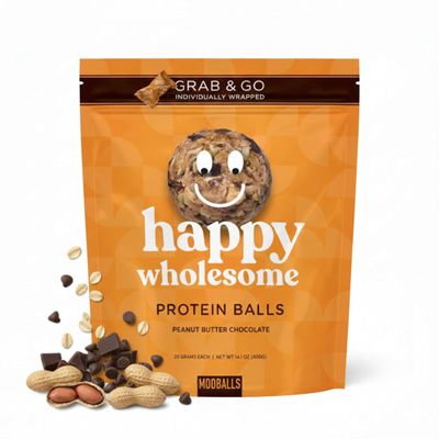 Happy Wholesome Protein Balls 20 Count (Peanut Butter Chocolate) Protein Snack, 8 g High-Protein. Individually Wrapped Protein Ball. Healthy Snack for Kids & Adults. Gluten Free.