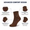 COMFELLO Diabetic Ankle Socks for Men & Women Non-Binding Cushioned Socks - Neuropathy & Circulation Support (3-Pairs) Brown 10-13 view 3