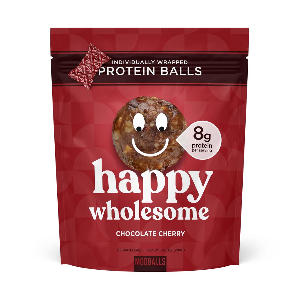 Happy Wholesome Protein Balls 7.05oz Bag (Chocolate Cherry) Protein Snack, 8 g High-Protein per serving, 7.05oz, Individually Wrapped Protein Ball, Gluten-Free, Healthy Snack for Adults & Kids.