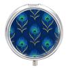 Peacock Feather Pill Box 3 Compartments Portable Travel Pill Case Mini Medicine Organizer for Pocket Purse Metal Waterproof Medicine Container Holder Vitamin Fish Oil view 1