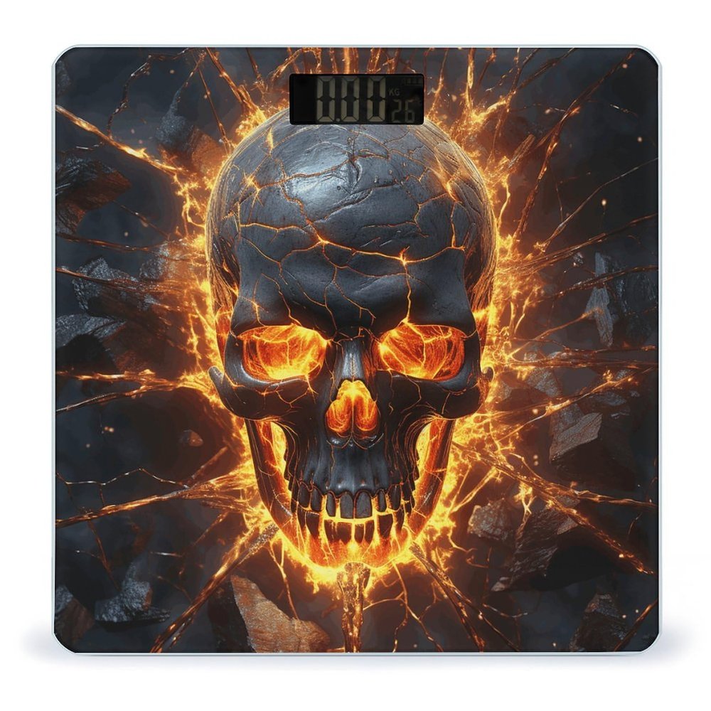 Shattering of Skull Scale for Body Weight Highly Accurate Digital Bathroom Scale Sturdy Tempered Glass Weighing Scales with LCD Display Fashion Body Fat Smart Scales 400lb