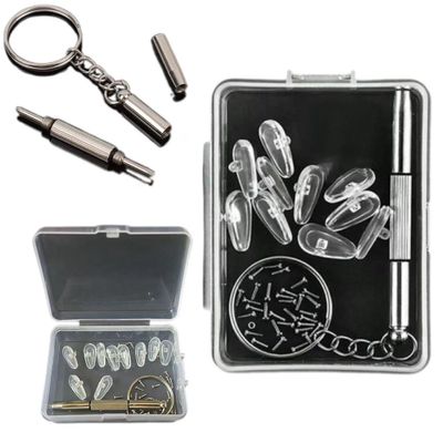 Eyeglasses Nose Pads,Silicone Air Chamber Eyeglass Nose Pads, 5 Pairs of Screw Glasses Nose Pad Set with Screws and Micro Screwdriver.