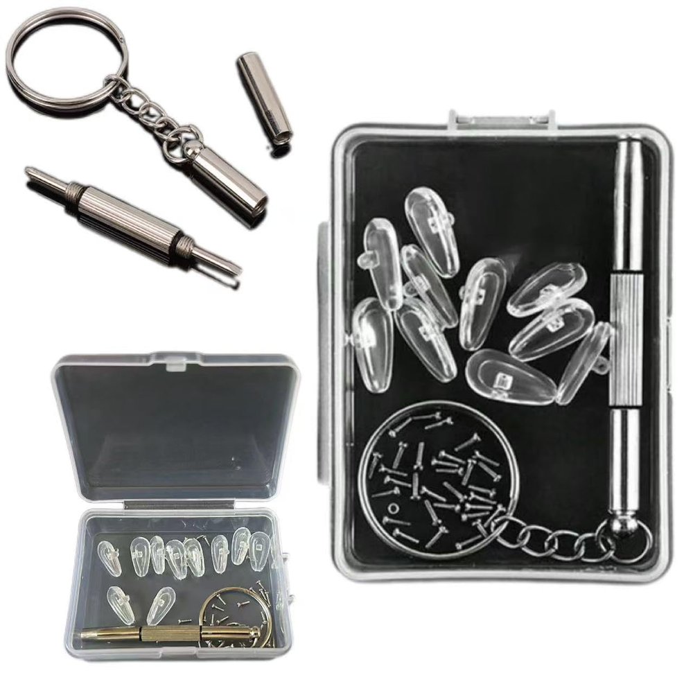 Eyeglasses Nose Pads,Silicone Air Chamber Eyeglass Nose Pads, 5 Pairs of Screw Glasses Nose Pad Set with Screws and Micro Screwdriver.