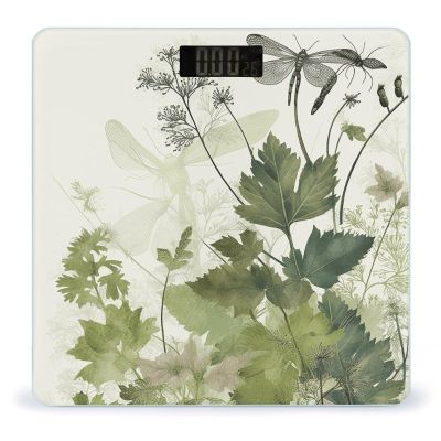 Foliage and Herbs with Dragonflies Winged Scale for Body Weight Highly Accurate Digital Bathroom Scale Sturdy Tempered Glass Weighing Scales with LCD Display Fashion Body Fat Smart Scales 400lb