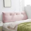 Pink,Single/35.4inch,Wedge Headboard Pillow Large Backrest Solid Color Headboard Upholstered Full Bolster Home Dorm Daybed Cushion with Removable Headrest Cover view 1