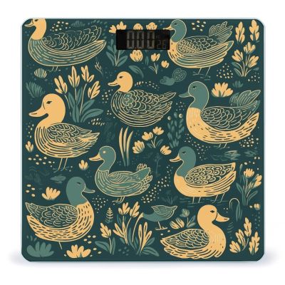 Duck Pattern Green Scale for Body Weight Highly Accurate Digital Bathroom Scale Sturdy Tempered Glass Weighing Scales with LCD Display Fashion Body Fat Smart Scales 400lb