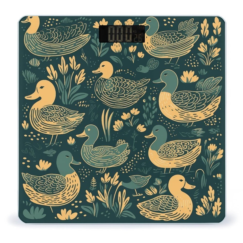Duck Pattern Green Scale for Body Weight Highly Accurate Digital Bathroom Scale Sturdy Tempered Glass Weighing Scales with LCD Display Fashion Body Fat Smart Scales 400lb