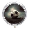 Sport Soccer Round Pill Box 3 Compartment Small Pill Box Round Portable Pill Case to Hold Vitamins Medication Fish Oil and Supplements Travel Purse Pocket Gift view 1