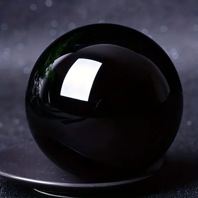 PPOZYLPC Obsidian Crystal Ball, Rare Black Quartz Ball with Stand,Black,60mm