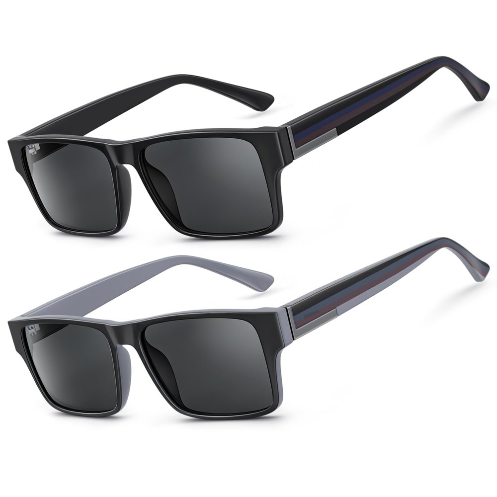 2 Pack Excellent Unbreakable Reader Sunglasses for Men with UV400 Protection Outdoors, TR90 Thick Frame Tinted Reading Glasses Anti UV/Eye Strain Sun Readers No-Line Dark Lens & 2.0x - Not Bifocals